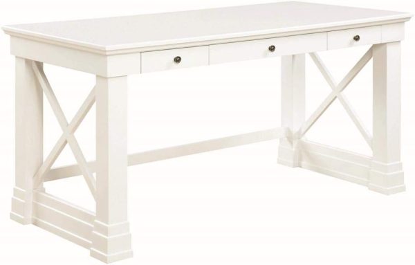 Coaster Furniture Johansson Modern Wood 3 Drawer Home Office Writing Desk with X Base White 801381