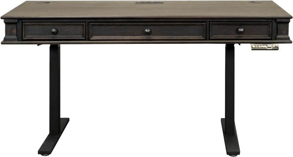 Martin Furniture Traditional Wood Electronic Sit, Standing, Adjustable, Dark Brown Desk