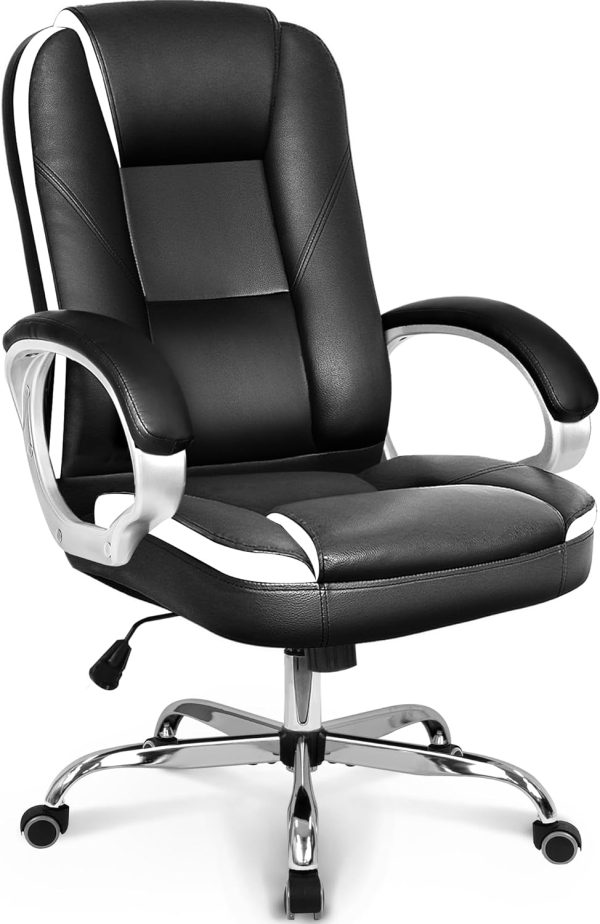 NEO CHAIR Office Chair Computer Desk Chair Gaming - Ergonomic High Back Cushion Lumbar Support with Wheels Comfortable Black Leather Racing Seat Adjustable Swivel Rolling Home Executive